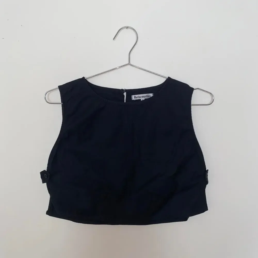 Reformation Black Cropped Tank Top Women's 6 - Picture 3 of 6